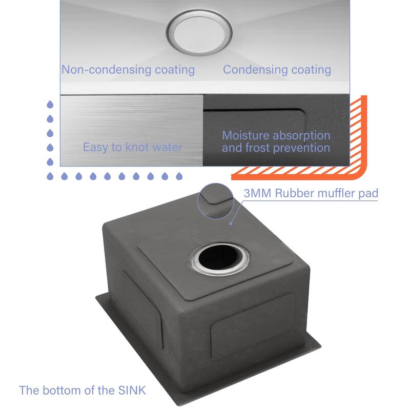Undermount 16 Gauge Singel Bowl Stainless Steel Kitchen Sink
