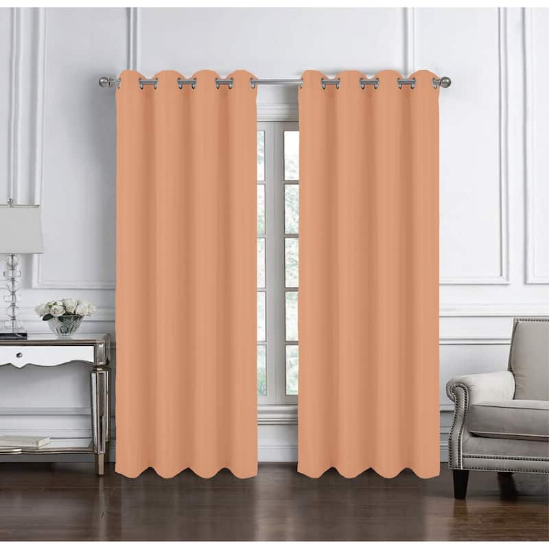 Cindy Textured Grommet Panel 105 Navy - Peach - 54" x 95"