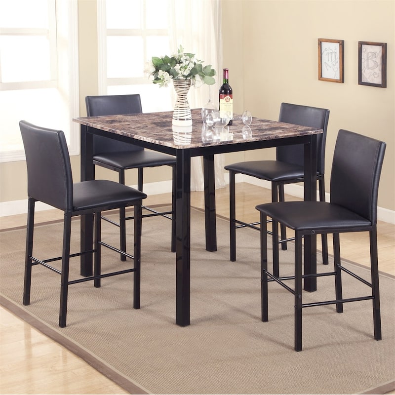 Metal Counter Height Dining Table with Laminated Faux Marble Top