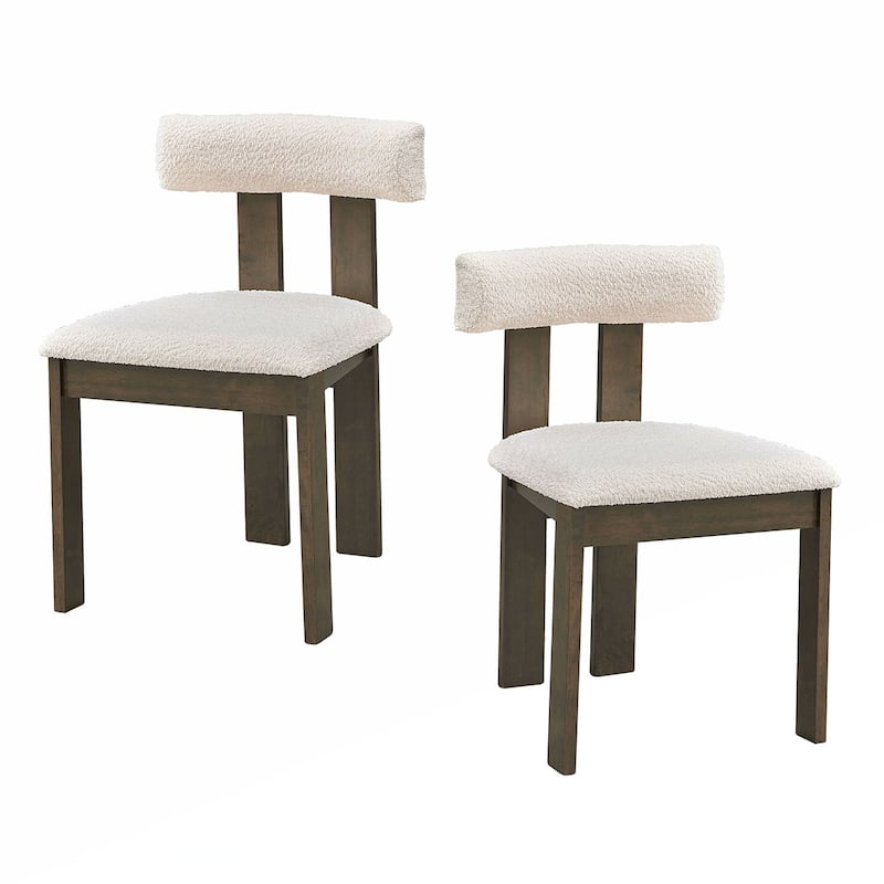 2PCS Wooden Boucle Dining Side Chairs