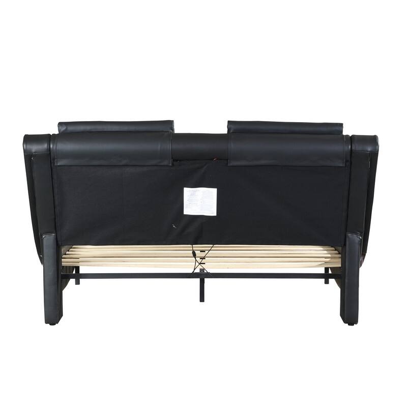 Platform Bed Frame with Led Lighting,Bluetooth Connection to Play Music,Backrest Vibration Massage