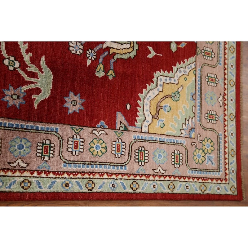 Vegetable Dye Oushak Turkish Rug Hand-knotted Wool Carpet - 6'5"x 8'3"