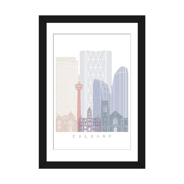 slide 2 of 20, iCanvas "Calgary Skyline Poster Pastel" by Paul Rommer Black - 32x24x1