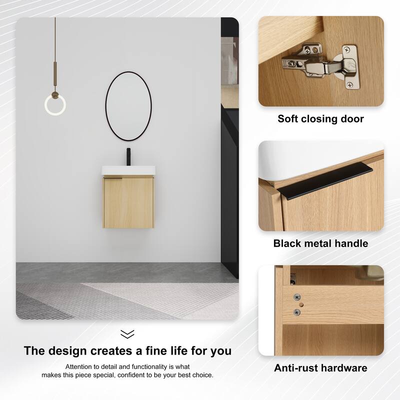 BNK 16"/20"/24"/30"/36" Single Sink Bathroom Vanity with Soft Close Door and Shelf