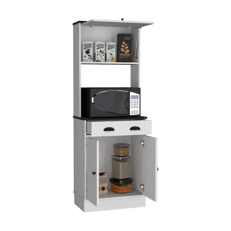 TUHOME Tampa Kitchen Pantry with Drawer and 2 Cabinets