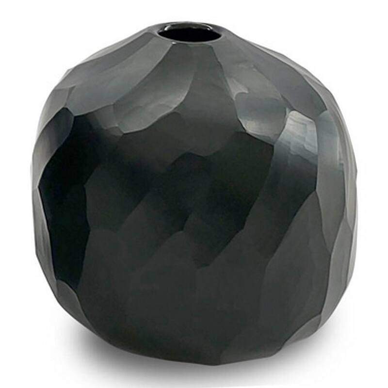 Fory Decorative Vase, Glass Frame, Narrow Mouth, Black Finish, 7 Inch