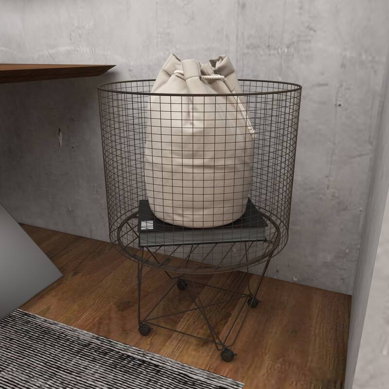 Bronze Metal Farmhouse Storage Cart with With Wheels