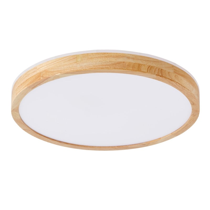 Modern Wood Grain Flush Mount Ceiling Light Milky White LED Fixture for Living Room Bedroom