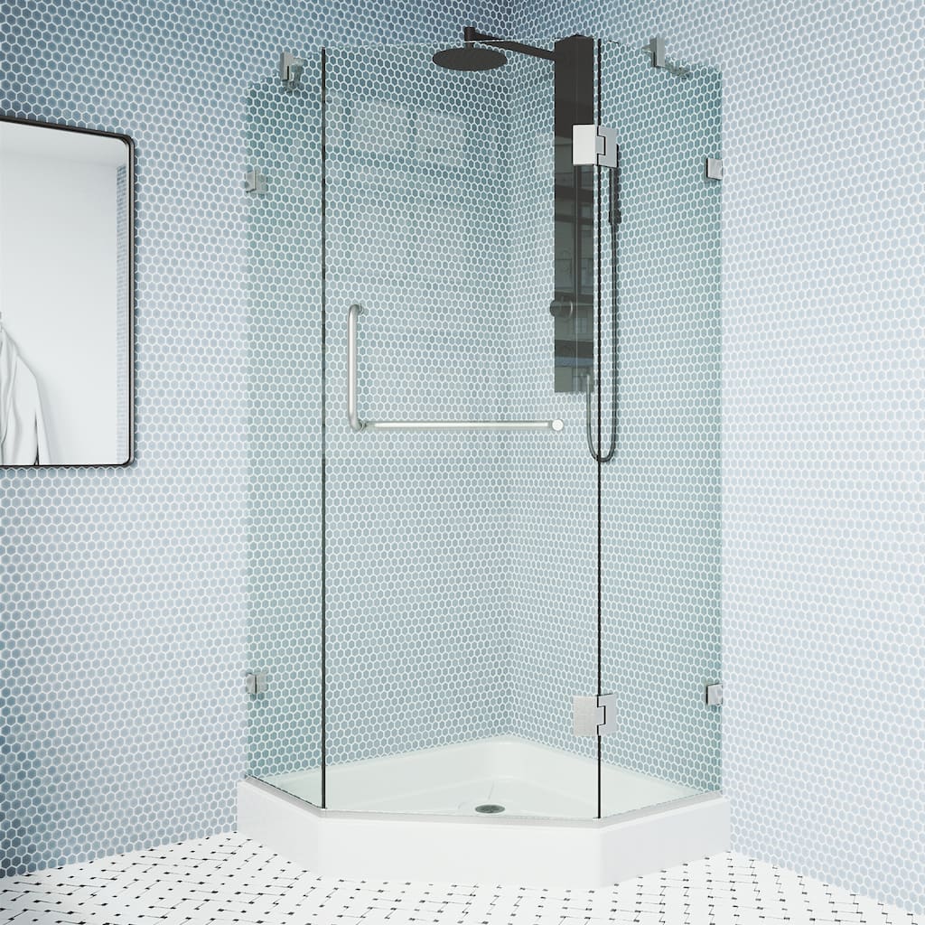 VIGO Piedmont 40"D x 40"W x 79"H Frameless Hinged Neo-Angle Shower Enclosure and Base