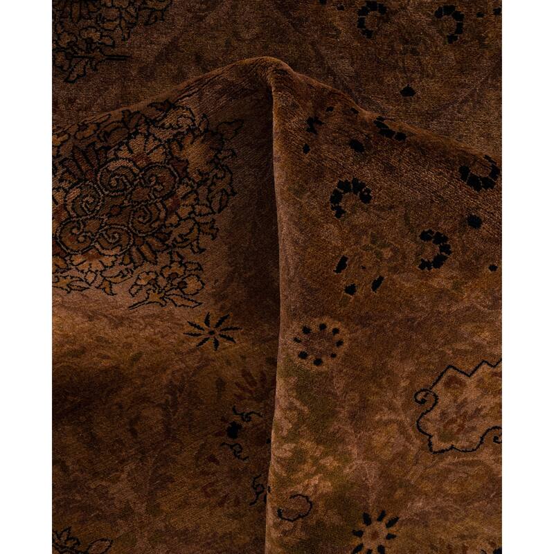 Overdyed One-of-a-Kind Hand-Knotted Octagon Area Rug - Brown - 8' 1" x 8' 1"