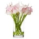 preview thumbnail 10 of 13, Enova Home 20 Pieces Real Touch Faux Calla Lily Artificial Flowers in Vase with Faux Water for Dining Table Decor, Wedding Event Pink