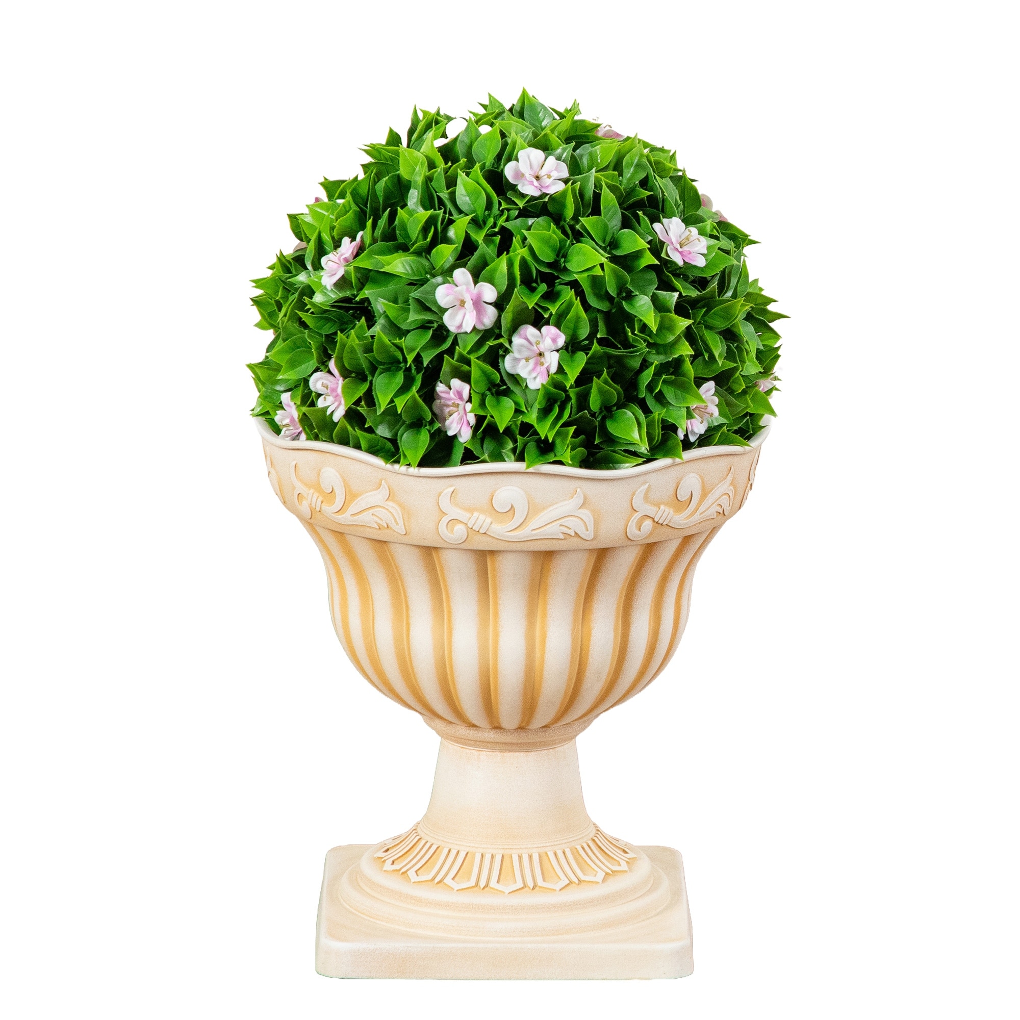 22-in UV Resistant Pink Flowering Ball Topiary in Urn Planter