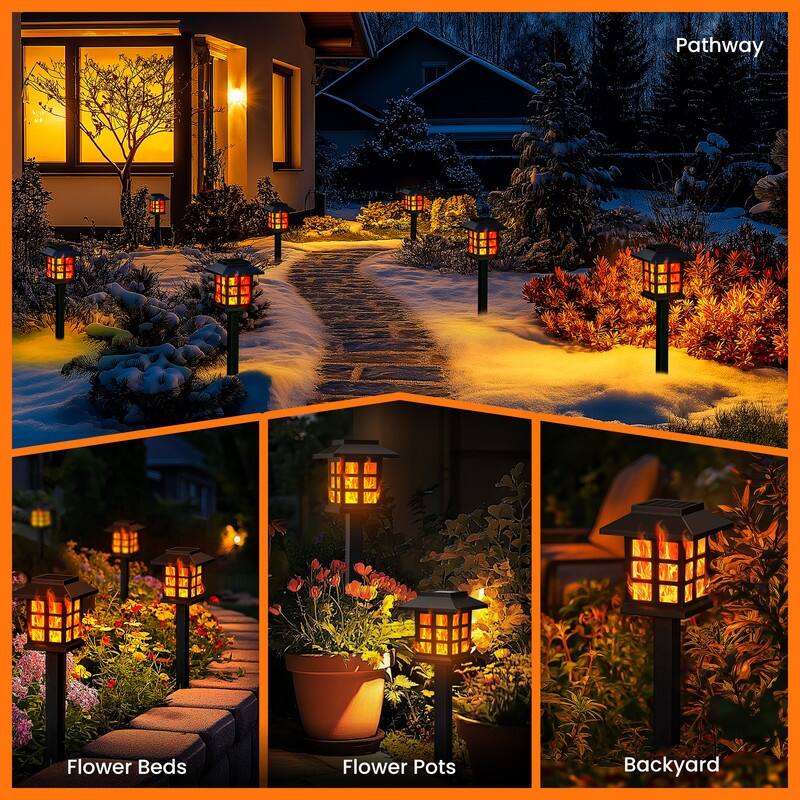 8 Pack Flickering Flame LED Solar Outdoor Lights