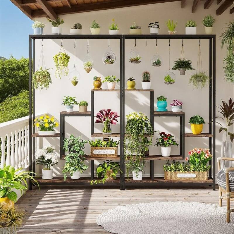 5-Tier Ladder Plant Stand with 7 Shelves & S-Hooks