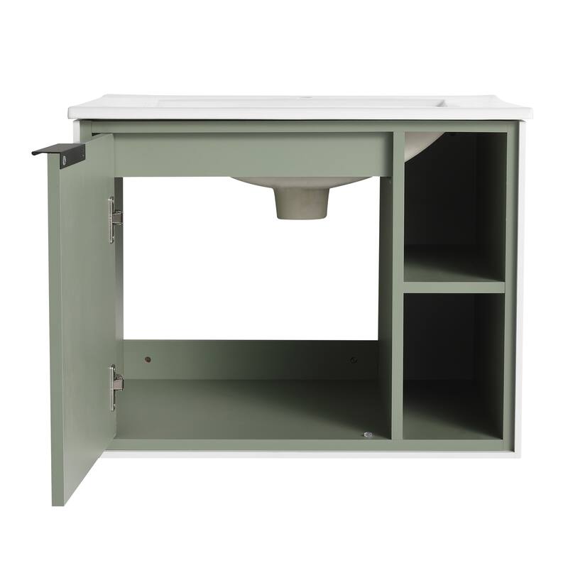 BNK 20"/24"/30" Single Sink Bathroom Vanity with Soft Close Door or Right Side Shelves, Modern Floating Vanity