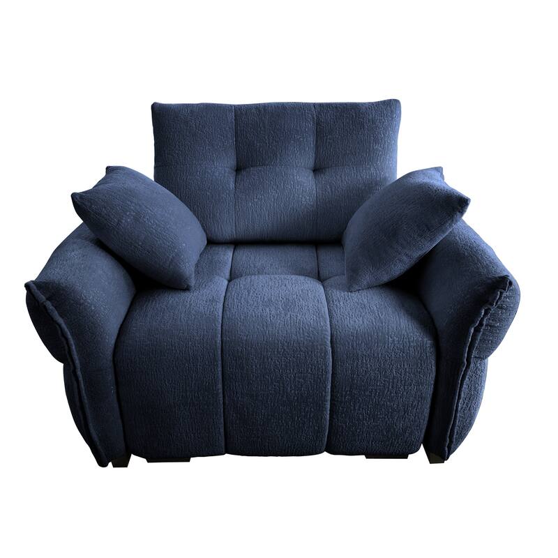 53.94" Chenille 1-Seater Sofa with High-Resilience Support Cushions and Throw Pillows
