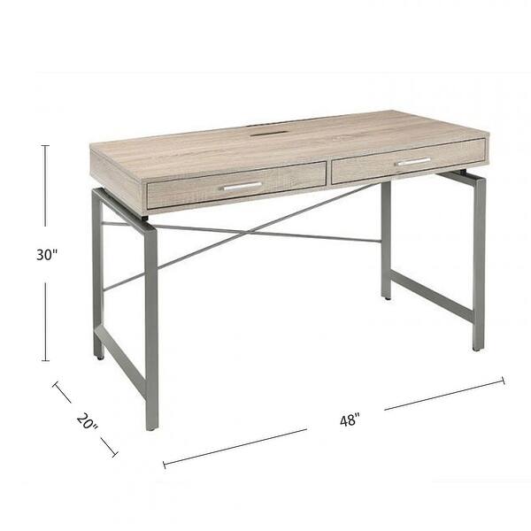 2 Drawers and 3 Hidden Top Compartments Writing Desk in Natural and ...