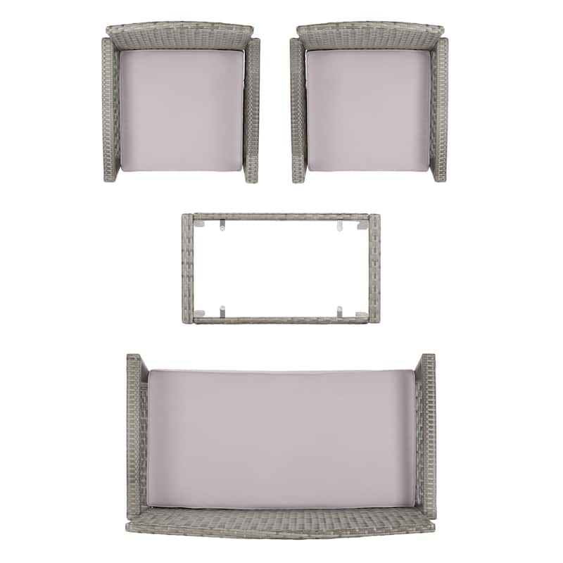 SAFAVIEH Outdoor Bassey 4-Piece Conversation Patio Set. - 39.78" x 24.18" x 32.37"