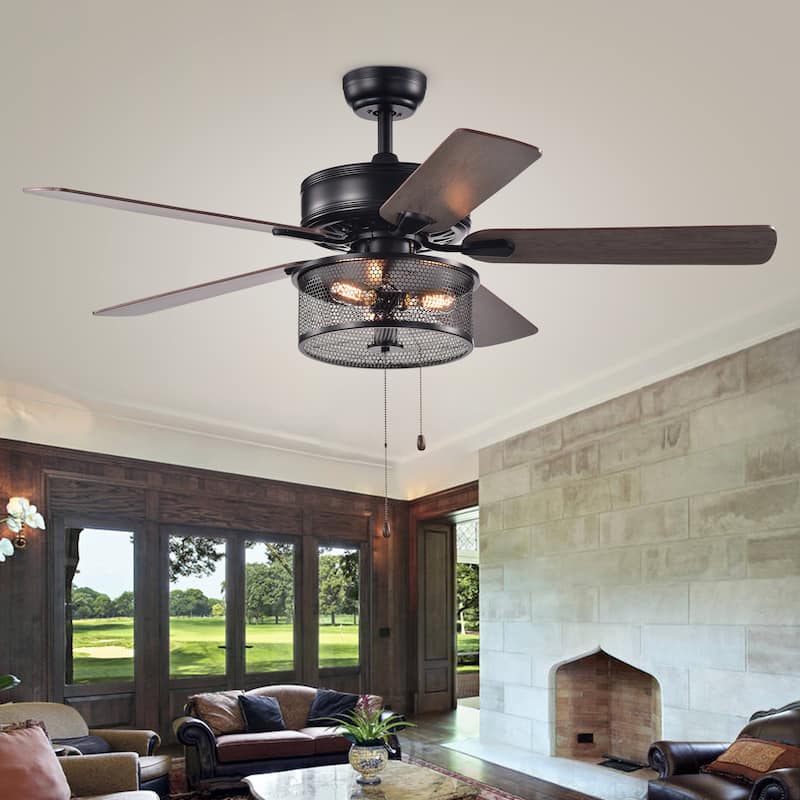 SAFAVIEH Lighting 52-Inch Fredrick Ceiling Light Fan - 52" W x 52" L x 24" H