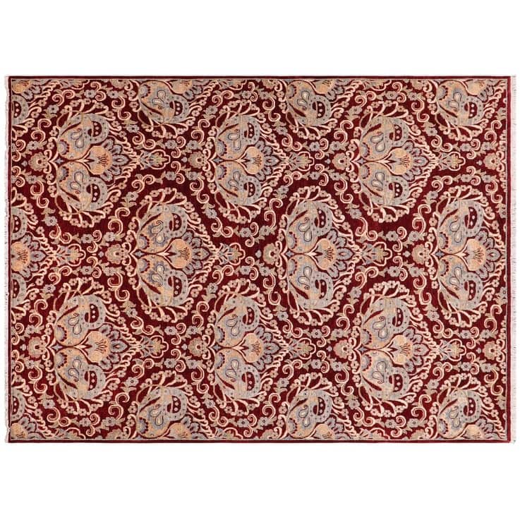 Boho Chic Ziegler Dalton Red Blue Hand-Knotted Wool Rug - 7'11'' x 8'9''