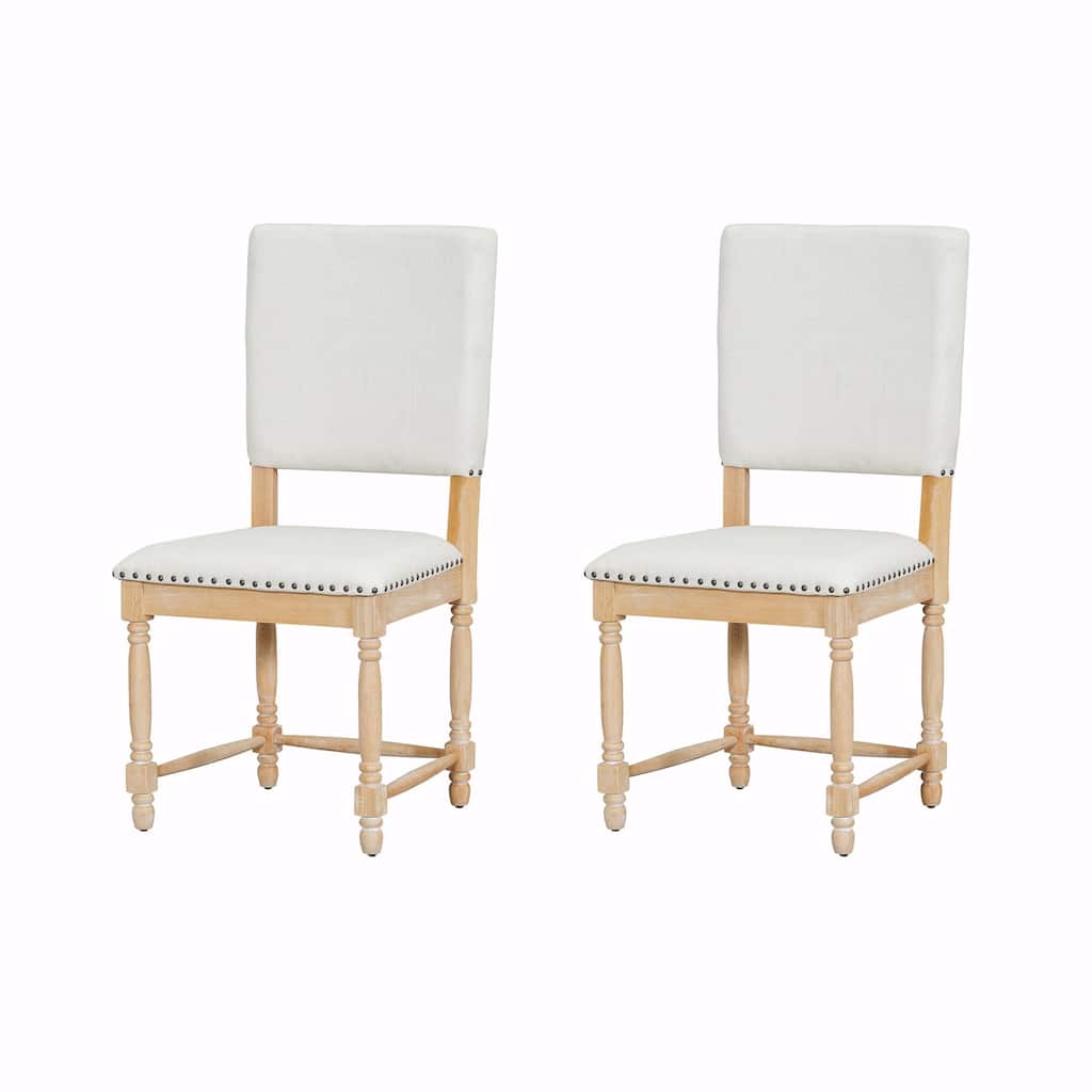 Vintage Traditional 2-Piece Upholstered Dining Chairs with Padded Backs