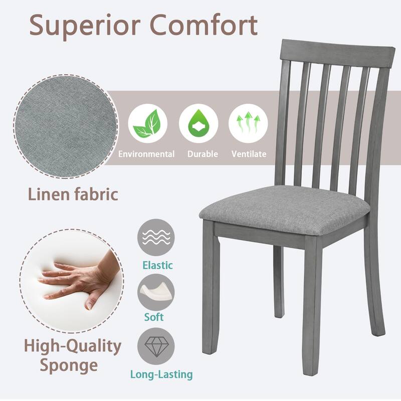 Dining Chairs Only, Wooden Dining Chairs Set of 4, Kitchen Chair with Padded Seat, Upholstered Side Chair