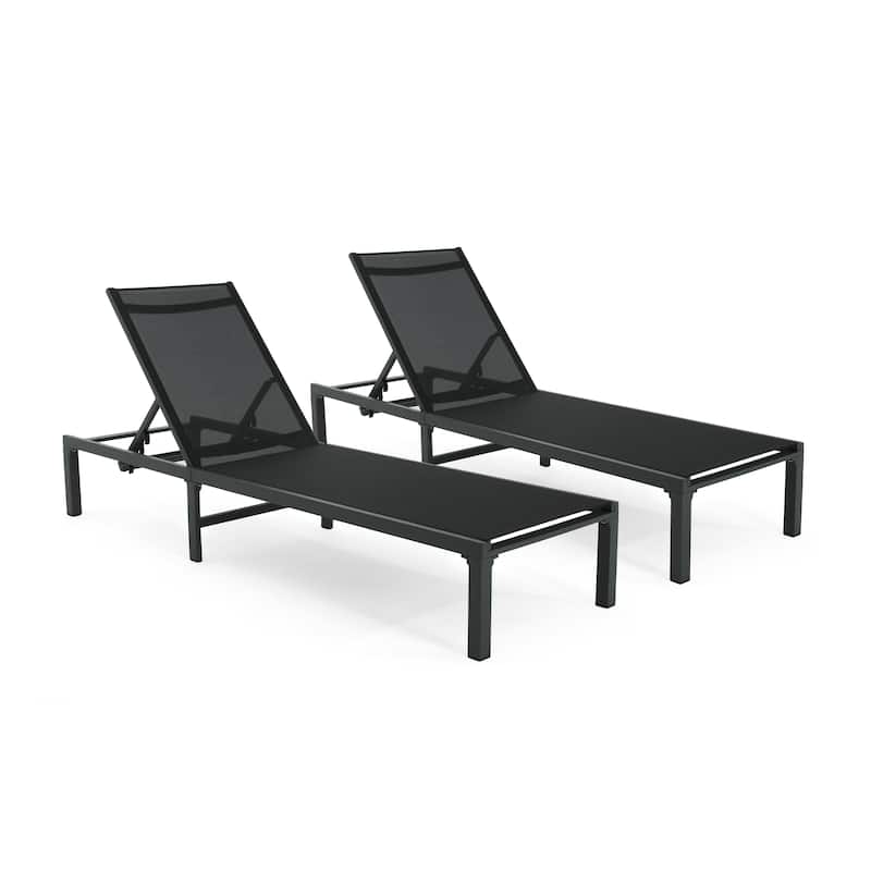 Perlas Outdoor Patio Adjustable Aluminum Chaise Lounge (set of 2) by Christopher Knight Home