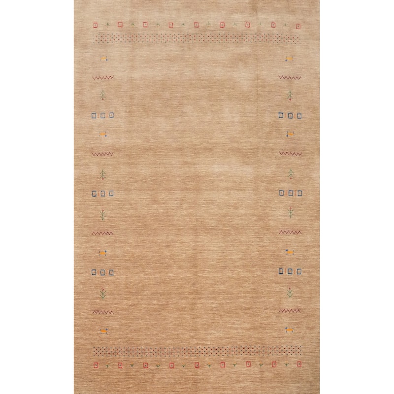 Hand Knotted Oriental 100% Wool Carpet Tribal Animal Pictorial Brown Gabbeh Area Rug - 8' 10'' X 6' 3''