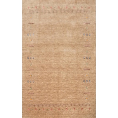 Hand Knotted Oriental 100% Wool Carpet Tribal Animal Pictorial Brown Gabbeh Area Rug - 8' 10'' X 6' 3''