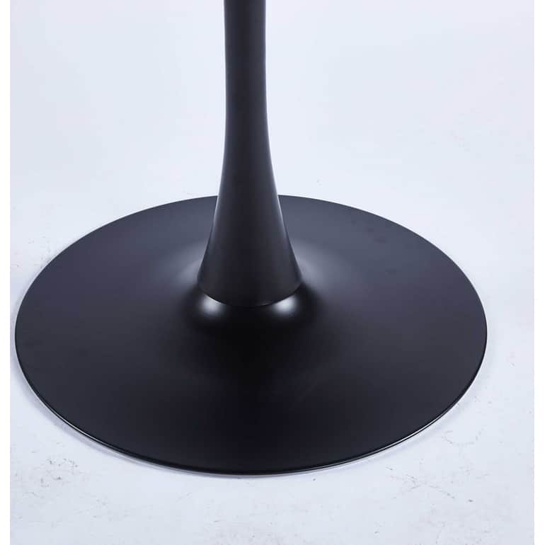 42.1" Round Pedestal Dining Table - Black MDF Top Mid-Century Modern Kitchen Table for Small Spaces, Breakfast Nook