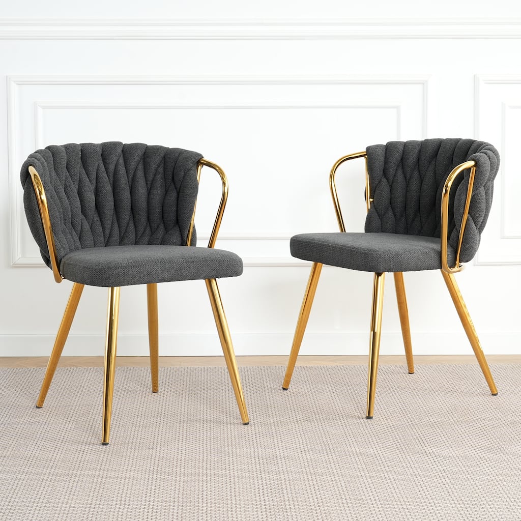 Modern Dining Chair with Metal Legs (Set Of 2)