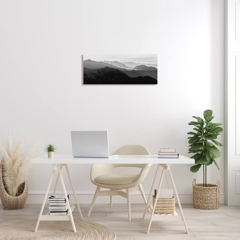 Stupell Misty Sky Open Mountain Landscape Black White Photography Canvas Wall Art