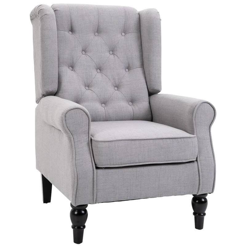 Wingback Accent Chair for Living Room with Round Armrests, Wood Legs