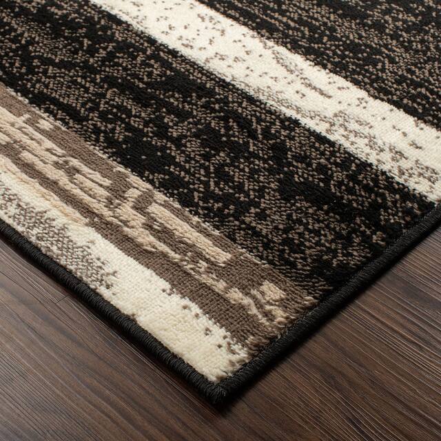 Miranda Haus Geometric Modern Patchwork Polypropylene Indoor Area Rug