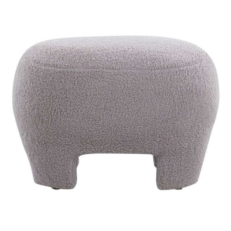 Porch & Den Kacie Contemporary Sherpa Ottoman