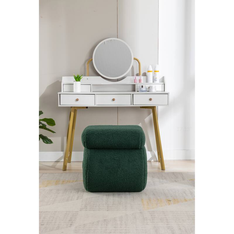 S-shape Teddy Fabric Ottoman - Green