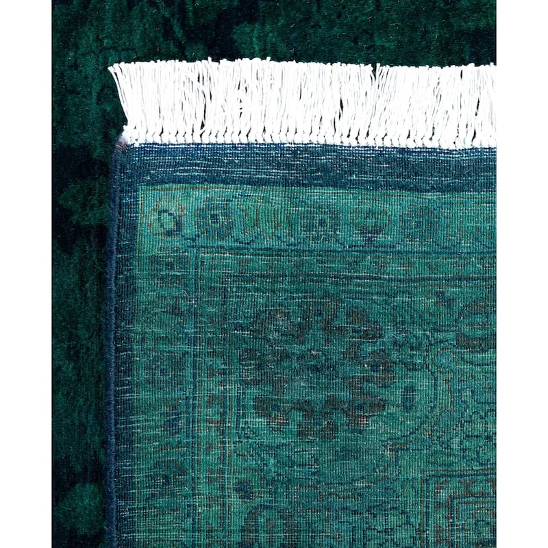 Overdyed One-of-a-Kind Hand-Knotted Area Rug - Green - 4' 2" x 6' 3"