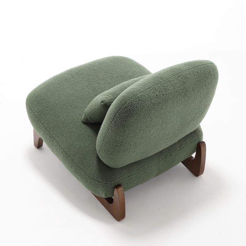 Modern Boucle Fabric Armlesschair Sofa Lounge Chair with Wood Frame