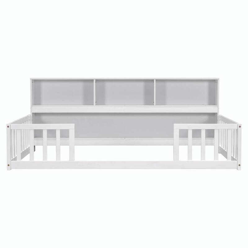 WM Twin Floor Bed with Bedside Bookcase