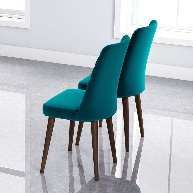 GDFStudio - Katie Mid-Century Modern Velvet Upholstery Dining Chair Set with Solid Wood Structure, Set of 2 - 20"