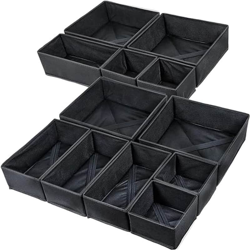 Foldable Clothes Drawer Organizer for Underwear - Black