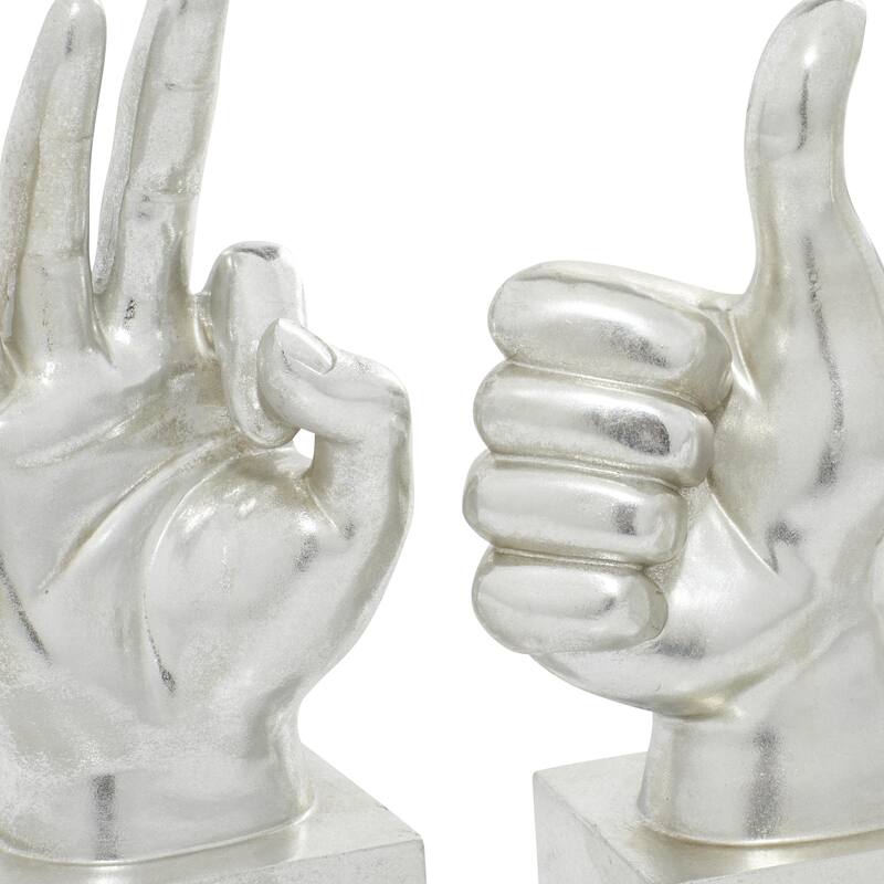 Dark Gray or Silver Polystone Hands Decorative Sculpture (Set of 3)