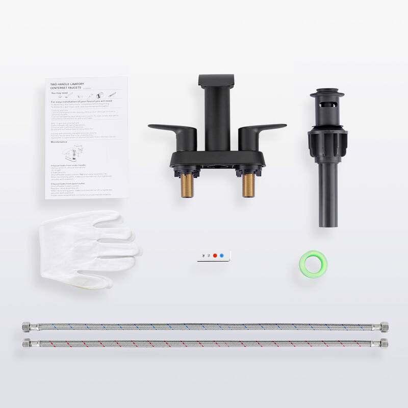 WOWOW 4 in. Centerset Double Handle Waterfall Bathroom Sink Faucet
