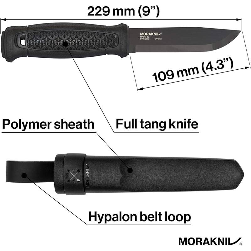 Morakniv Garberg Full Tang 4.3" Carbon Steel Fixed Blade Knife - Black