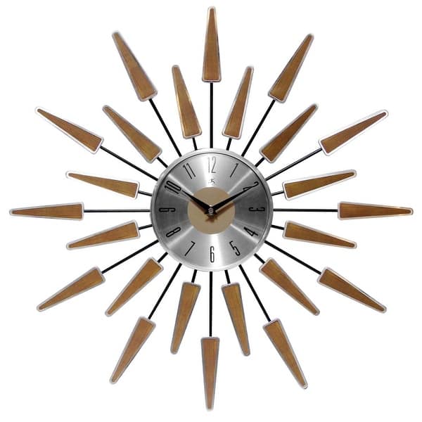 slide 2 of 7, Satellite Starburst Mid-Century Modern Large 23 inch Wall Clock by Infinity Instruments - 23 x 2 x 23