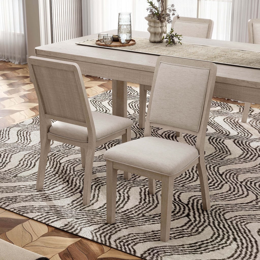 Furniture of America Billet Modern Natural Oak Wood Upholstered Side Chair (Set of 2)