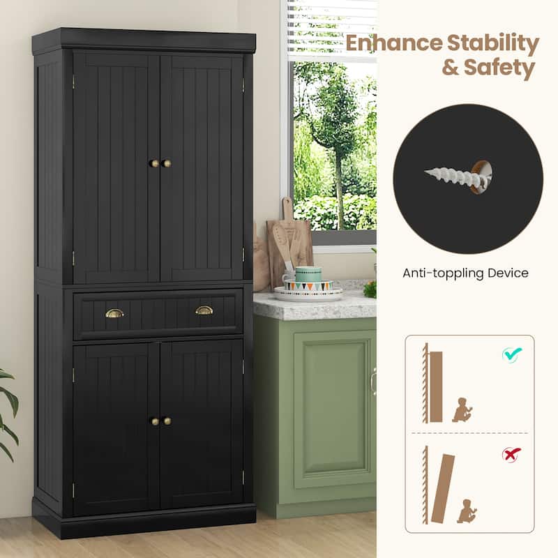 Gymax 72'' Kitchen Pantry Storage Cabinet Tall Freestanding Cupboard - See Details