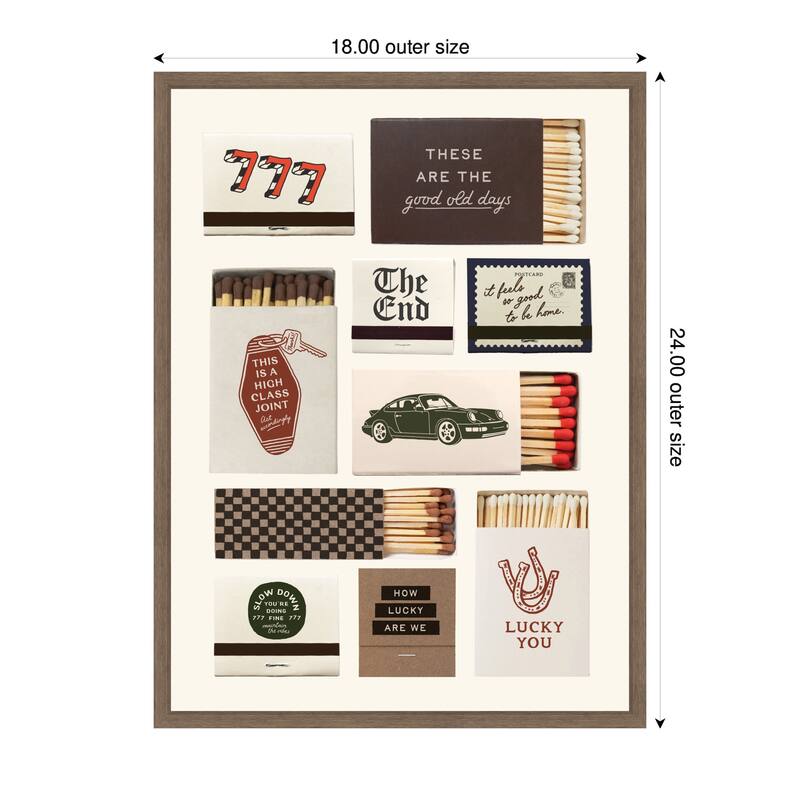 Kate and Laurel Vintage Matchbox by Lucky Guava Framed Canvas Wall Art Print