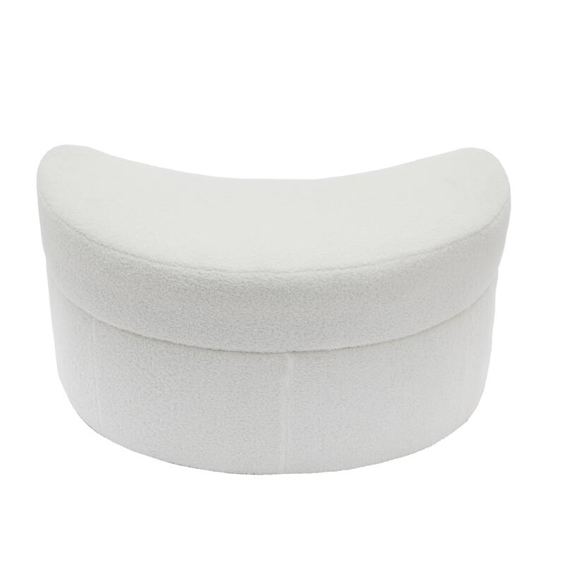 Chenille Half Moon Storage Ottoman(Set of 2)