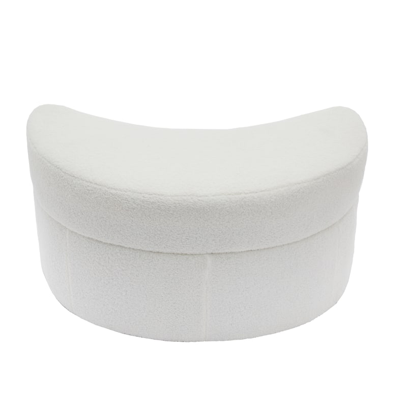 Upholstered Half Moon Storage Ottoman with Tray Set of 2